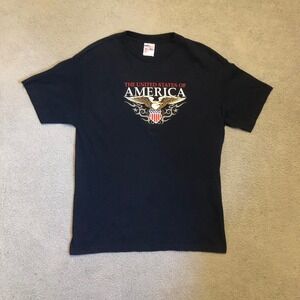 Vtg Murina USA Eagle Graphic T-Shirt Mens L Navy Blue Made USA Tee Tribal